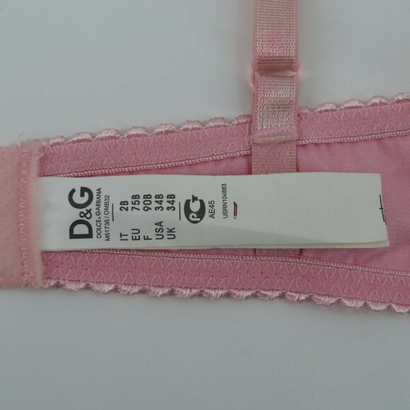 Dolce & Gabbana Womens 34B Solid Pink Satin Bow Coquette Bra Underwire Lined - Picture 15 of 16